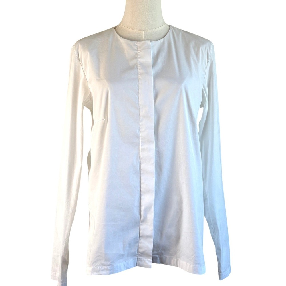 Lis Lareida Button Up Blouse White Womens Size 40 Minimalist Long Sleeve Top